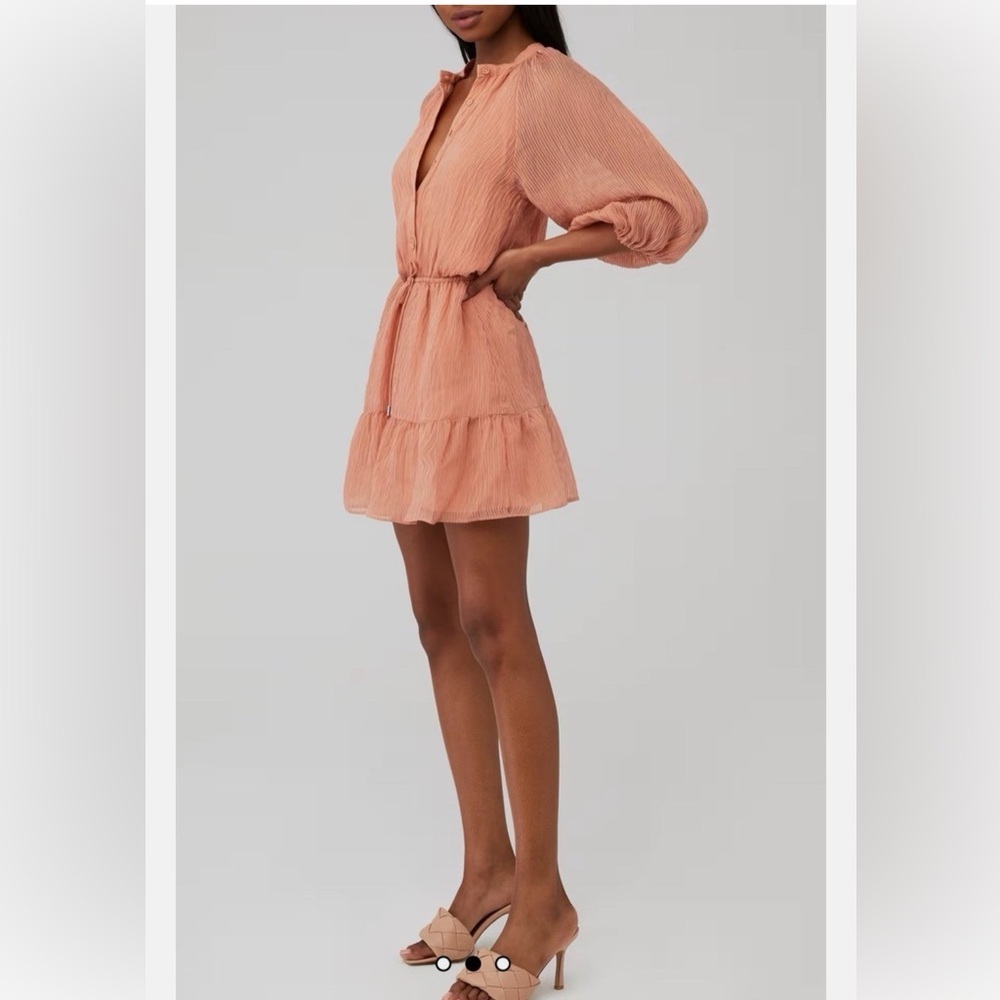 MINKPINK Peach Mini Dress with Puff Sleeves